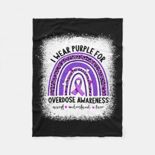 I Wear Purple For Overdose Awareness Boho Rainbow Fleece Blanket