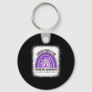I Wear Purple For Overdose Awareness Boho Rainbow Key Ring