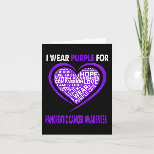 I Wear Purple For Pancreatic Cancer Awareness Fait Card (Front)