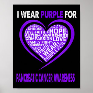 I Wear Purple For Pancreatic Cancer Awareness Fait Poster