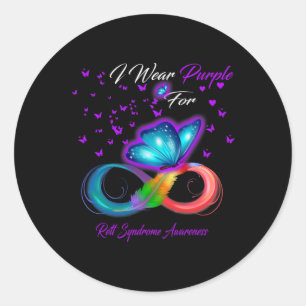 I Wear Purple For Rett Syndrome Awareness Gifts  Classic Round Sticker