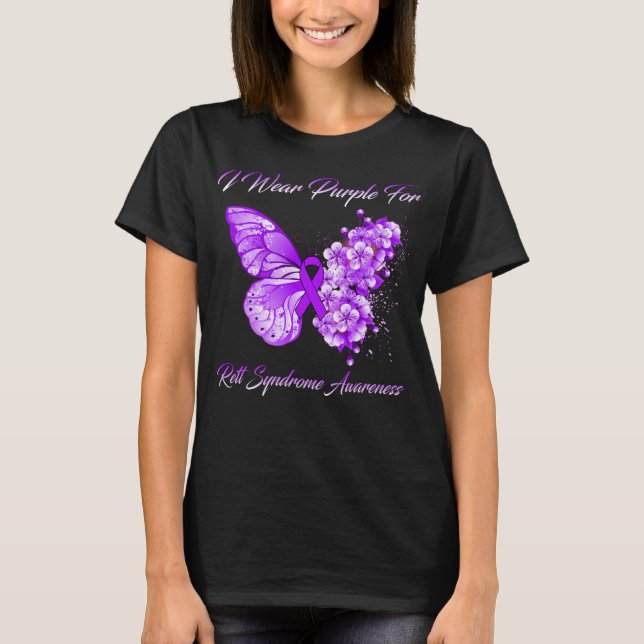 I Wear Purple For Rett Syndrome Awareness T-Shirt (Front)