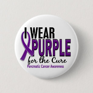 I Wear Purple For The Cure 10 Pancreatic Cancer 6 Cm Round Badge