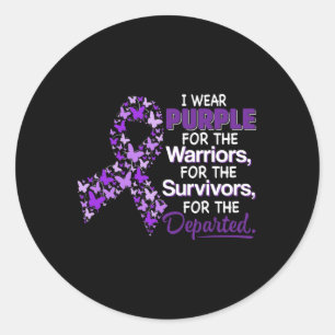 I Wear Purple For The Warriors Butterfly Overdose Classic Round Sticker