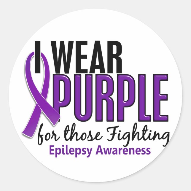 I Wear Purple For Those Fighting 10 Epilepsy Classic Round Sticker (Front)