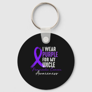 I Wear Purple For Uncle Pancreatic Cancer Awarenes Key Ring