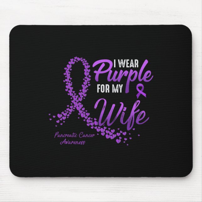 I Wear Purple For WIFE Pancreatic Cancer Awareness Mouse Mat (Front)