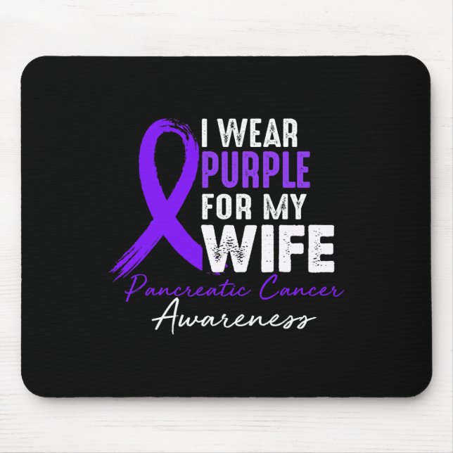I Wear Purple For WIFE Pancreatic Cancer Awareness Mouse Mat (Front)