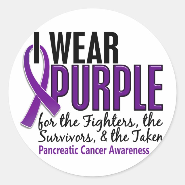 I Wear Purple FST 10 Pancreatic Cancer Classic Round Sticker (Front)