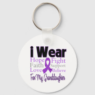 I Wear Purple Granddaughter - Pancreatic Cancer Key Ring