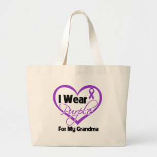 I Wear Purple Heart Ribbon - Grandma Large Tote Bag