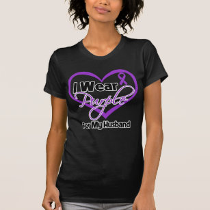 I Wear Purple Heart Ribbon - Husband T-Shirt