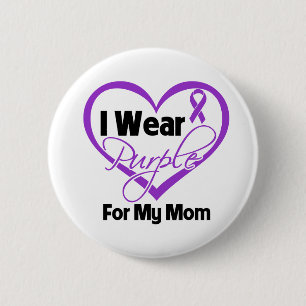 I Wear Purple Heart Ribbon - Mum 6 Cm Round Badge