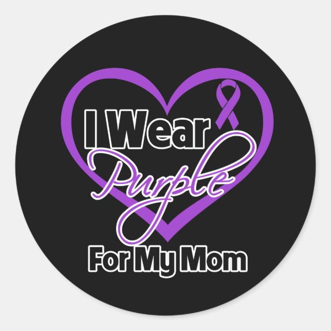 I Wear Purple Heart Ribbon - Mum Classic Round Sticker (Front)