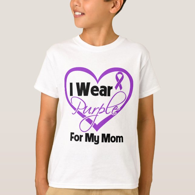 I Wear Purple Heart Ribbon - Mum T-Shirt (Front)