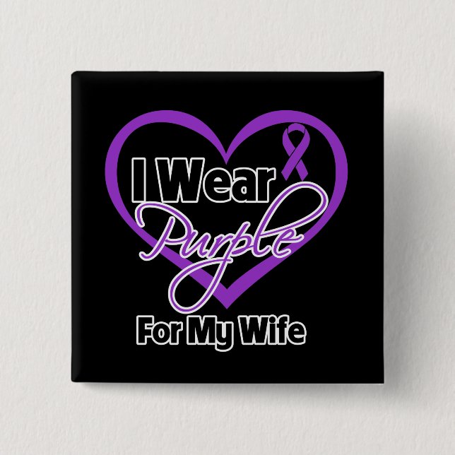 I Wear Purple Heart Ribbon - Wife 15 Cm Square Badge (Front)