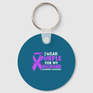 I Wear Purple Husband Dementia Alzheimers Awarenes Key Ring