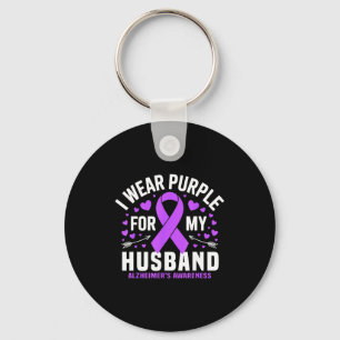 I Wear Purple Husband Dementia Alzheimers Awarenes Key Ring