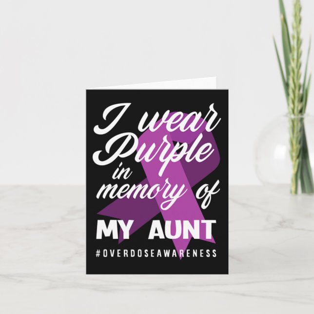 I Wear Purple In Memory For My Aunt Overdose Aware Card (Front)