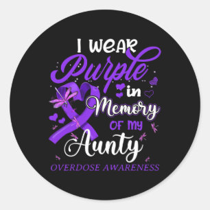 I Wear Purple In Memory For My Aunty Overdose Awar Classic Round Sticker