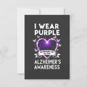 I Wear Purple in Memory for My Dad Alzheimer  Thank You Card