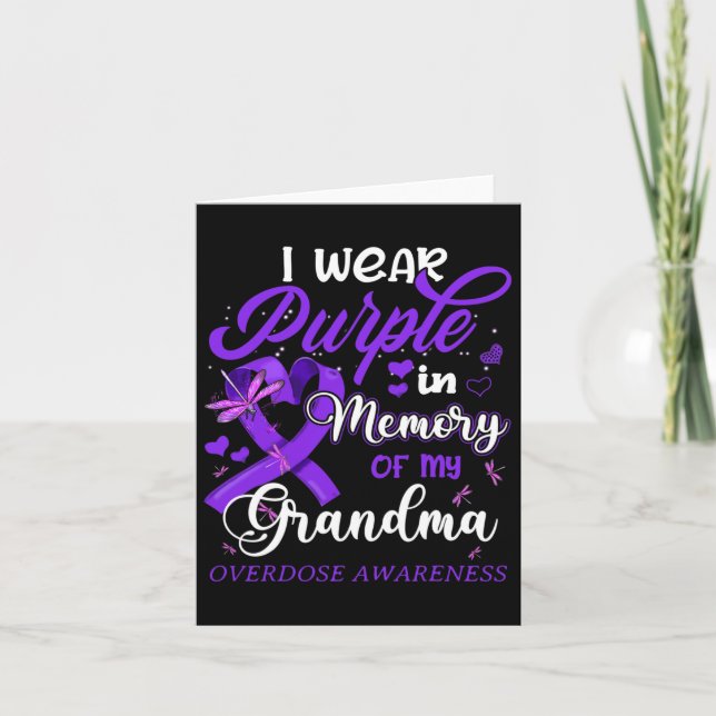 I Wear Purple In Memory For My Grandma Overdose Aw Card (Front)