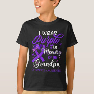 I Wear Purple In Memory For My Grandpa Overdose Aw T-Shirt