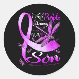 I Wear Purple In Memory For My Son Overdose Awaren Classic Round Sticker