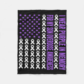 I Wear Purple In Memory For My Son Overdose Awaren Fleece Blanket