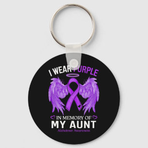 I Wear Purple In Memory Of Aunt Heimerheimer Aware Key Ring