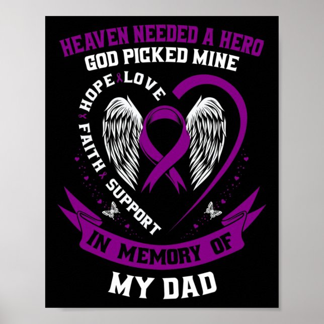 I Wear Purple In Memory Of Dad Pancreatic Cancer A Poster (Front)