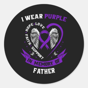 I Wear Purple In Memory Of Father Dad Pancreatic C Classic Round Sticker