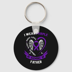 I Wear Purple In Memory Of Father Dad Pancreatic C Key Ring