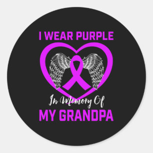 I Wear Purple In Memory Of Grandpa Pancreatic Classic Round Sticker
