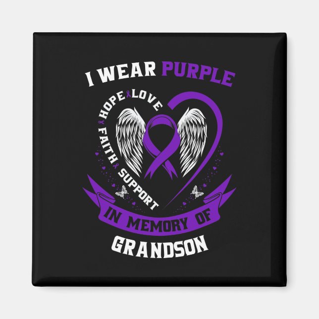 I Wear Purple In Memory of Grandson Epilepsy Aware Magnet (Front)