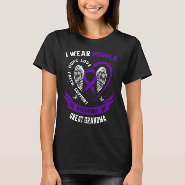 I Wear Purple In Memory of Great Grandma Epilepsy  T-Shirt (Front)