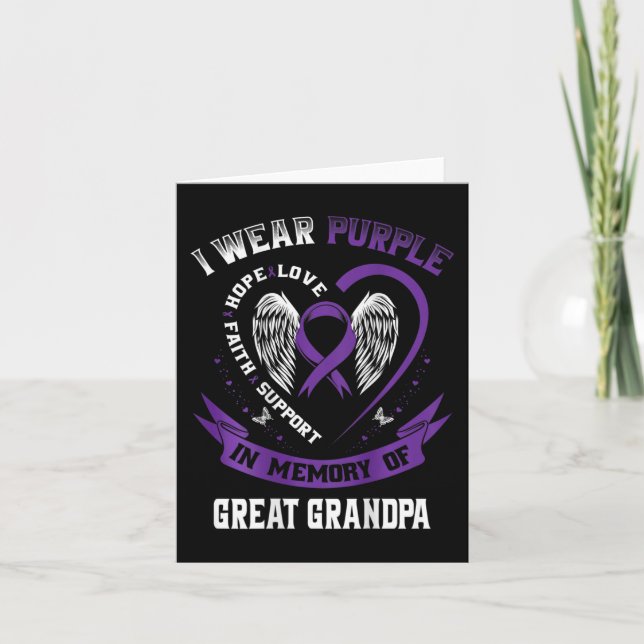 I Wear Purple In Memory Of Great Grandpa Pancreati Card (Front)
