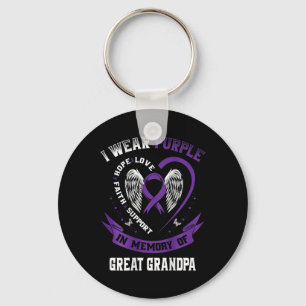 I Wear Purple In Memory Of Great Grandpa Pancreati Key Ring