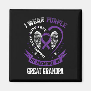 I Wear Purple In Memory Of Great Grandpa Pancreati Magnet