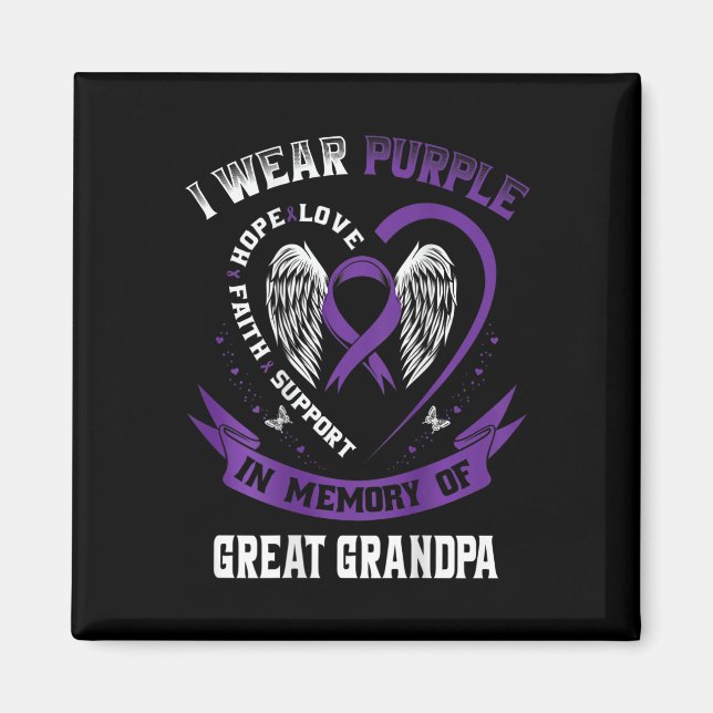 I Wear Purple In Memory Of Great Grandpa Pancreati Magnet (Front)