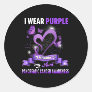 I Wear Purple In Memory Of My Aunt Pancreatic Canc Classic Round Sticker