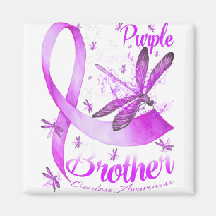 I Wear Purple In Memory Of My Brother Dragonfly Magnet