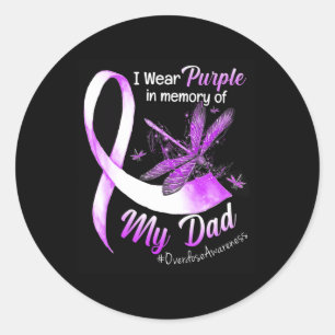 I Wear Purple In Memory Of My Dad Overdose Awarene Classic Round Sticker