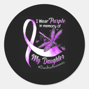 I Wear Purple In Memory Of My Daughter Overdose Aw Classic Round Sticker