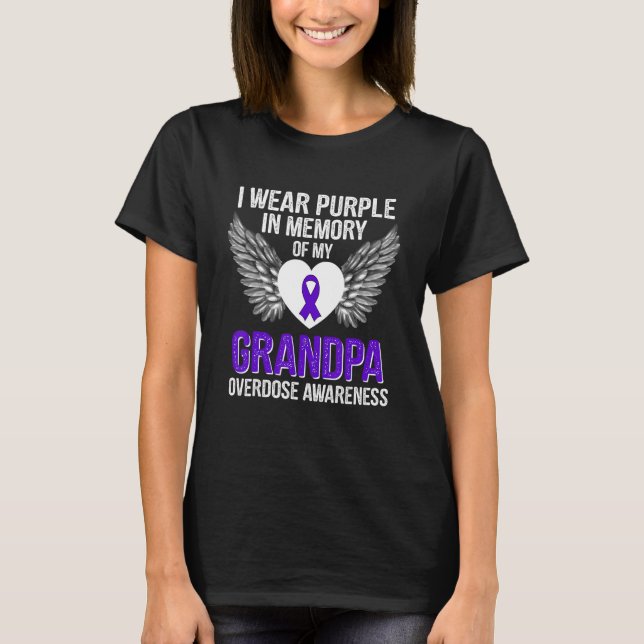 I Wear Purple In Memory Of My Grandpa Overdose Awa T-Shirt (Front)
