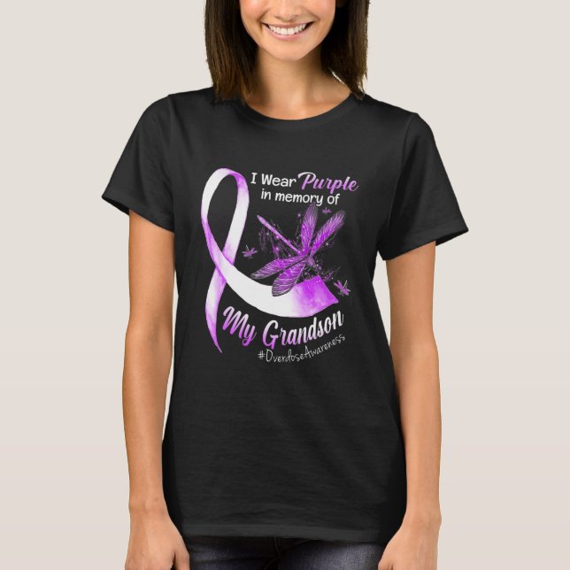 I Wear Purple In Memory Of My Grandson Overdose Aw T-Shirt (Front)