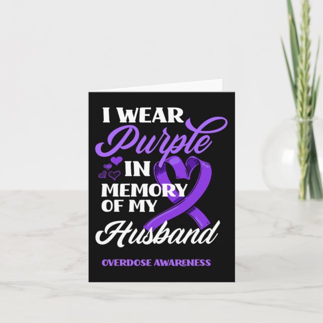 I Wear Purple In Memory Of My Husband Overdose Awa Card (Front)