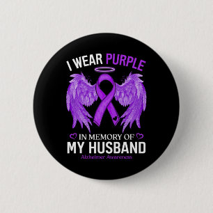 I Wear Purple In Memory Of My Husnd Heimerheimer A 6 Cm Round Badge