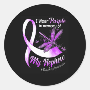 I Wear Purple In Memory Of My Nephew Overdose Awar Classic Round Sticker