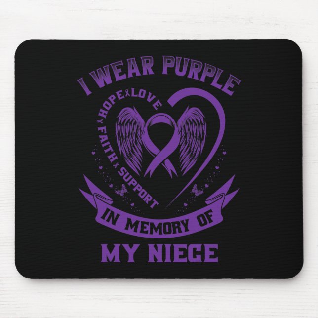 I Wear Purple In Memory Of My Niece Epilepsy Aware Mouse Mat (Front)